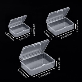 IBEQUEM 36 Pcs Mini Storage Containers, Mixed Sizes Small Rectangular Clear Plastic Storage Containers Box with Hinged Lid for Beads, Organizie Tiny Items, Other Craft Projects