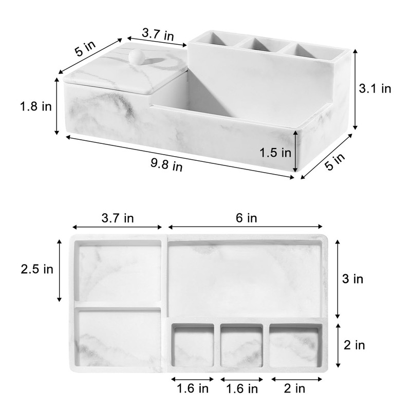 Luxspire Bathroom Counter Organizer, Marble Toothbrush Holder for Bathroom 6