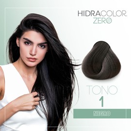 HIDRACOLOR - Tinte Permanente para Cabello Zero Color 1 Negro 90 ml, sin Amoniáco, Cubre Canas, con Miel y Aloe Vera, Gran Duración y Humectación, Coloración Cabello, Aporta Sedosidad y Brillo