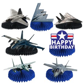 Aircraft Happy Birthday Honeycomb Centerpieces Airplane Aviation Fighter Theme Decor for Boys Men 1st Birthday Party Baby Shower Fighter Jet Party Supplies Favors Decorations Photo Booth Props Gift