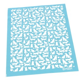 TEHAUX 1 Sheet Silk Screen Stencil for DIY Polymer Clay Reusable Heart Pattern Template for Dog Cat Design Easy to Use and Store Durable Printing Tool for Creative Projects