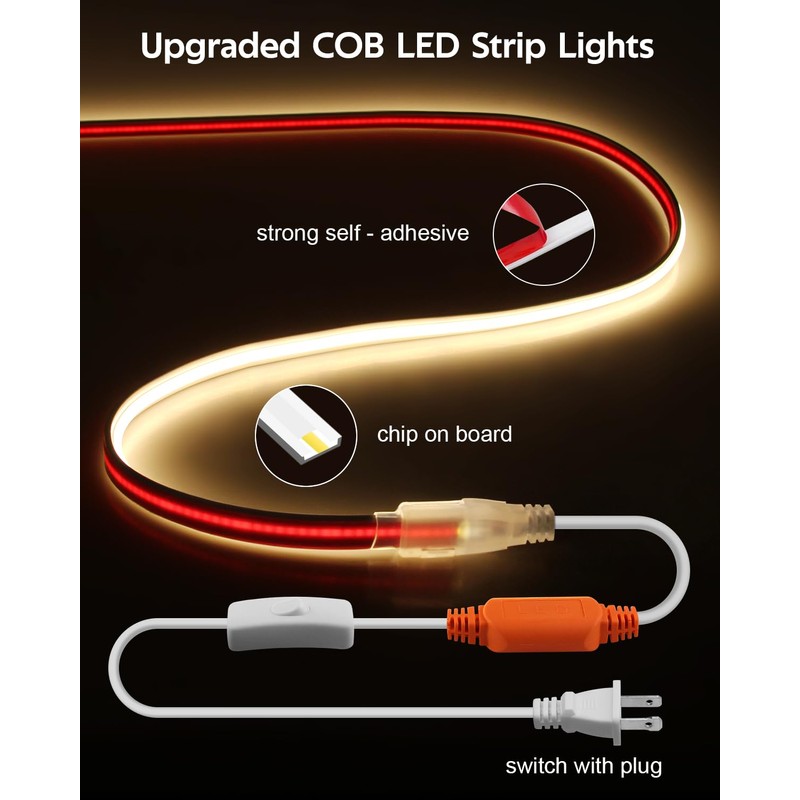 Aclorol 100FT COB Outdoor LED Strip Lights Waterproof 1 Roll