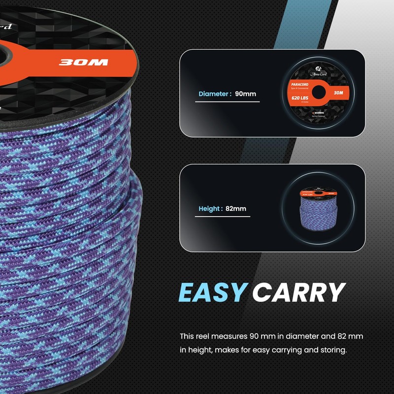 Abma Cord Paracord 620 lbs 4mm 9 Strands 100% Nylon