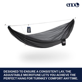 ENO Microtune Structural Ridgeline - Camping Hammock Travel Essentials - Hammock Cord for Preset Lay - Compatible with 1 to 2 Person Portable Hammocks - Sapphire/Grey