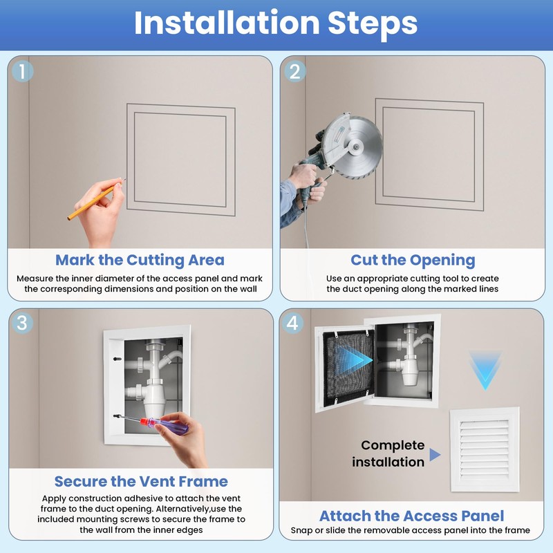 Fancat Access Panel with Vent for Drywall, 10x10 Inch Wall