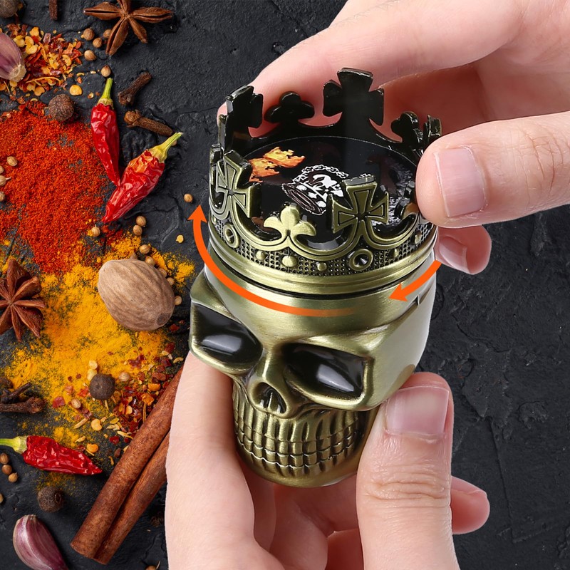 LIHAO Grinder 1.5 inch Spice Grinder Full Metal Skull Grinder