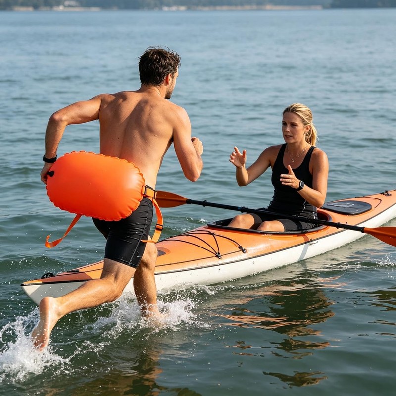 48x29cm Swimming Buoy - Adjustable Waist Belt High Visibility Swim