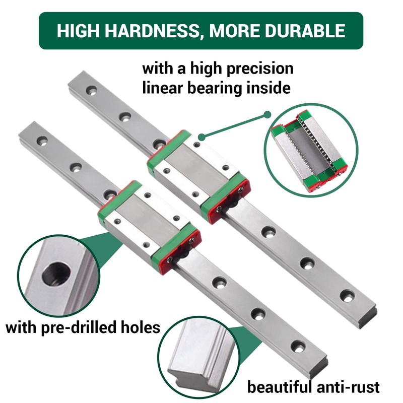 CNCYEAH MGN12H 2PCS Linear Rail Guide 400mm Miniature Linear Sliding