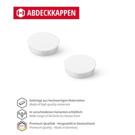 Gedotec Screw Caps for Push-in | Pack of 10 - Screw Covers Round | Furniture Cover Caps Plastic White | H1118 | Diameter 35 mm | Cover Plugs for Pot Drilling | Hole Caps for Holes