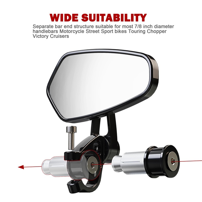 MZS Arrow Bar End Mirrors, 7/8 Motorcycle Rear View mirror