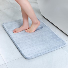 SWEMSTAR Memory Foam Bath Rug - Water Absorbent Bathroom Mat Rug for Bath Floor Anti-Slip Washable Shower Mat Soft Bathroom Rug for Bathtub Decor - 17"x24"