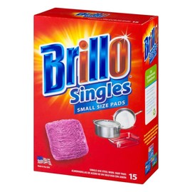 Brillo Single Use Steel Wool Soap Pads, Smaller Size Original Red Scent, 15 Count Pack of 1