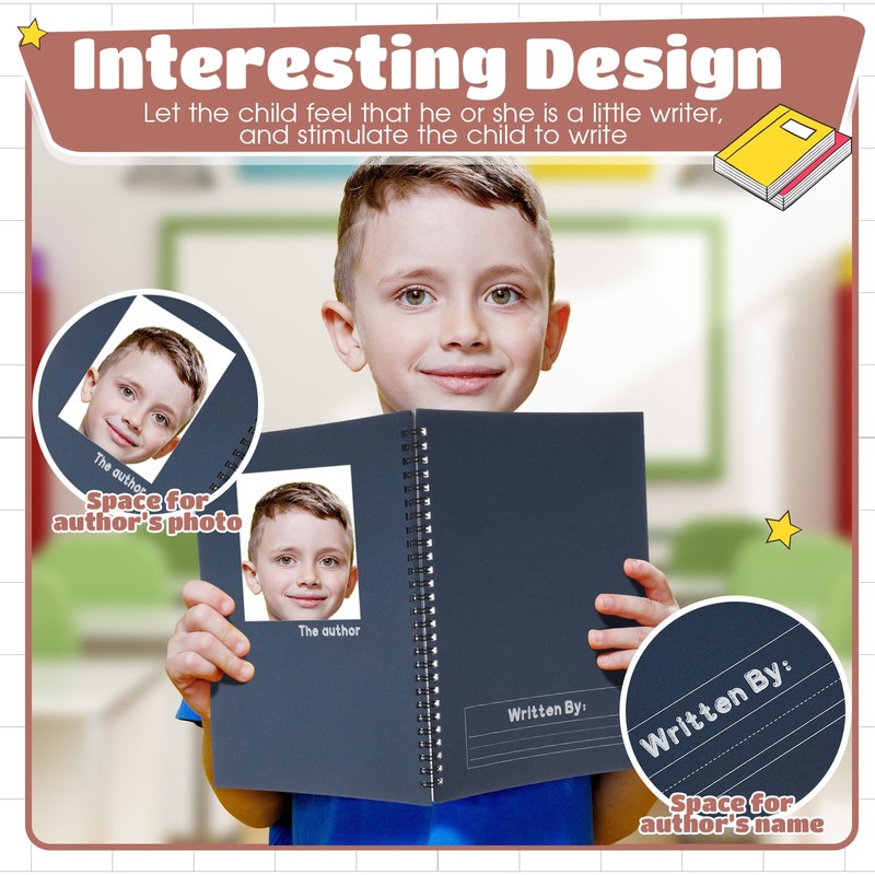 Henoyso 10 Pcs 100/50 Sheets Primary Composition Notebook K-2 Bulk