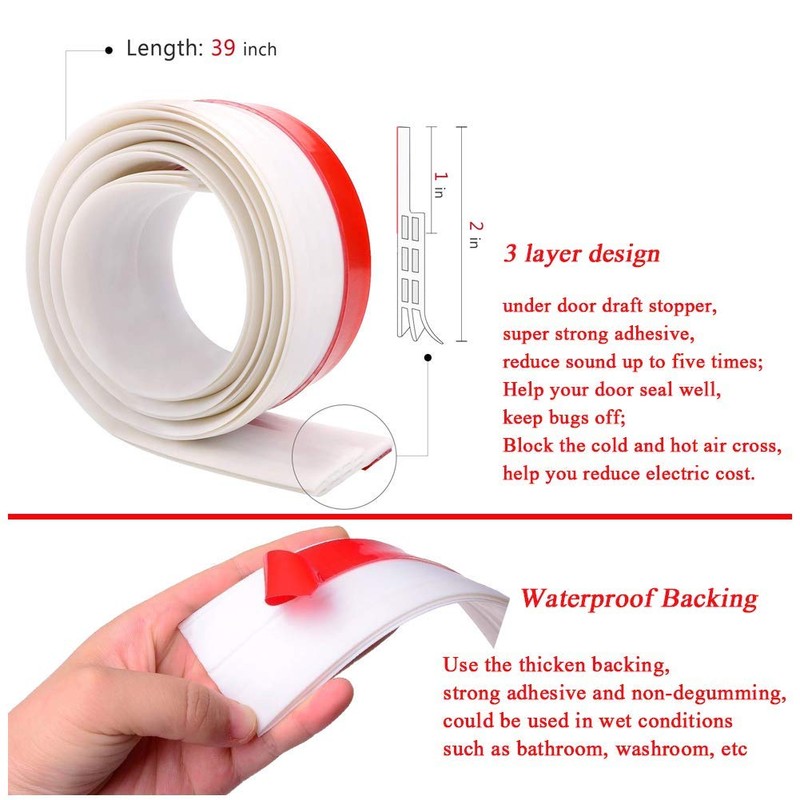 [2Pack Large Door Sweep] Huge Gap Door Draft Stopper, 3-2/5"W
