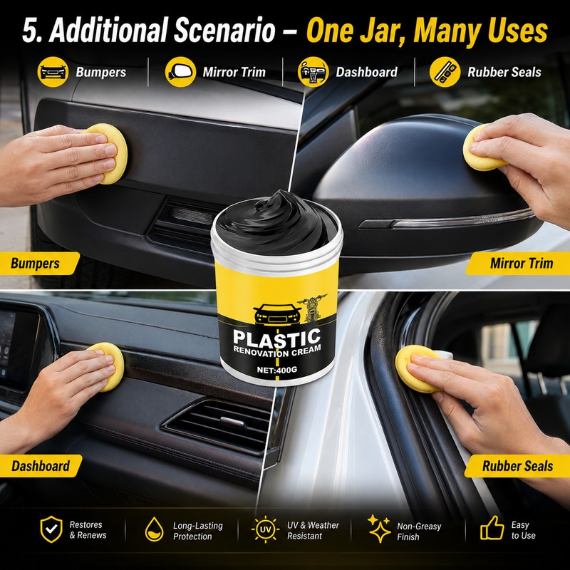 Car Plastic Restorer for Faded Trim – 400g Water-Based Renovator