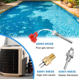 Stack Flue Sensor Set Kit for Pentair, Durable Pool Heater Accessories Parts 42002-0024S Flue Gas Sensor 42001-0053S Spa Heater Thermistor Replacement 42001-0063S High Limit Switch