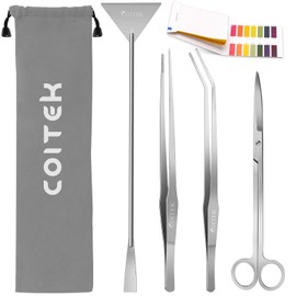 Aquarium Aquascape Tools Kits, CoiTek 4 in 1 Anti-Rust Aquatic Plant Aquascaping Tool Stainless Steel Silver Tweezers Scissors Spatula for Aquarium Tank Clean Fish Tank Silver Aquascape Tools Sets