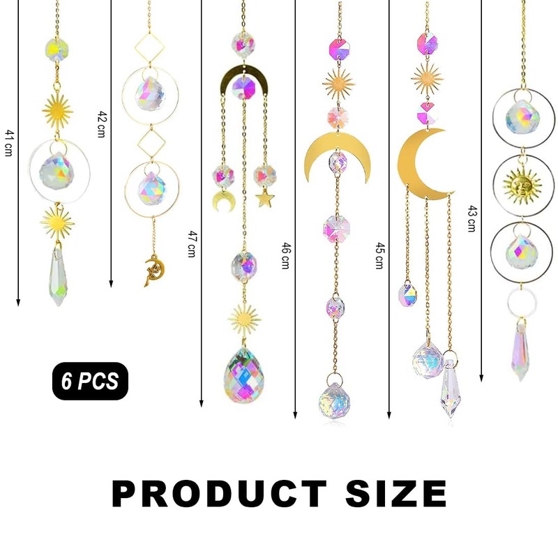 Aililong Sun Catcher Crystal Set of 6 - Rainbow Effect