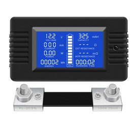 Medidor de batería multifunción CC, 0-200 V, 0-100 A, visualización LCD, medidor digital de voltaje de corriente, medidor de energía, amperímetro de voltaje RV con derivación de corriente de
