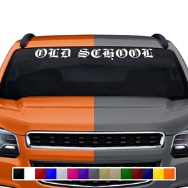 Sticky Creations Old School Decal Sticker Windshield Window Vinyl Graphic Banner Rear Back Car Truck SUV Vehicle 36"x4.25"+ (Font-Etch Old English Bold Caps)