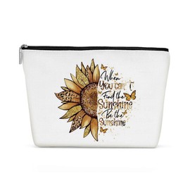 Henhesaha Inspirational Sunflower Gifts for Women Makeup Bag, Sunshine Gifts, Western Accessories for Women, Cosmetic Bag for Women Sister Western Lovers Birthday Christmas Travel Toiletry Bag