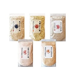 Miyasu Suisan Umami Dashi Salt & Seasoning Salt 5 Varieties Variety Set - True Seabream, Nodoguro, Ago, Red Shrimp, Sea Urchin - 1 Bag Each 160g