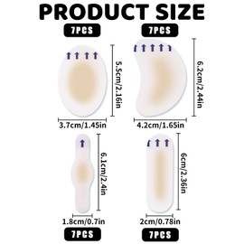 28 Pcs Blister Plasters,Hydrocolloid Plaster,for Heels Toes and Areas with Blisters Patches Waterproof,Cushion Protector Gel Guard,Invisible Bandages,Forefoot Heel for Feet Faster Healing Wound