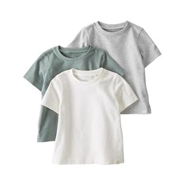 little planet by carter's unisex-baby 3-pack Tops Made With Organic Cotton, Grey/Cream/Green, 5T