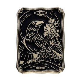 Ro Rox Tarot Card Enamel Pin Sun Moon Stars Brooch Wicca Horoschope Magic, Black, Death Bird