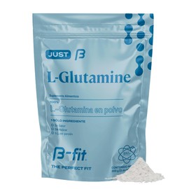 B-FIT B - L-Glutamina en Polvo 100% Pura - Bolsa de 300 g - Suplemento Alimenticio Sin Sabor - Sin Azúcar - 5 g por Porción - Pre entreno