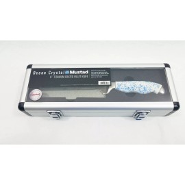 MUSTAD OCEAN CRYSTAL 6" TITANIUM COATED FILLET KNIFE, MT-32 (CRAPPIE POLE)