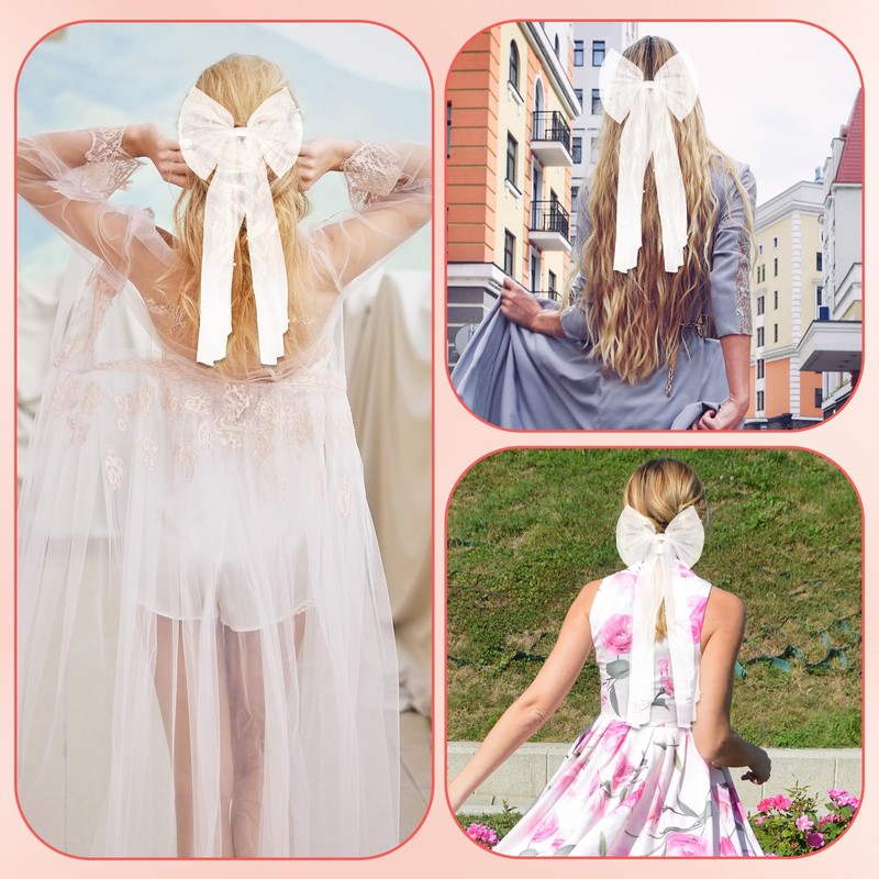 Bridal Hair Bow Veil Bridal Bows Veil White Pearl Wedding