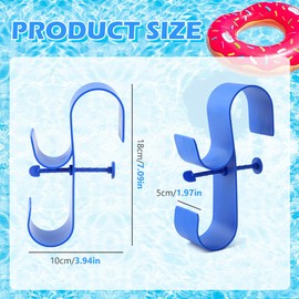 Poolside Pool Leaf Skimmer Net Holder, Swimming Pool Pole Hanger Hooks, 2 Hooks Above Ground Pool Pole Hanger for Telescopic Poles, Skimmers, Leaf Rakes, Nets, Swimming Pool Accessories