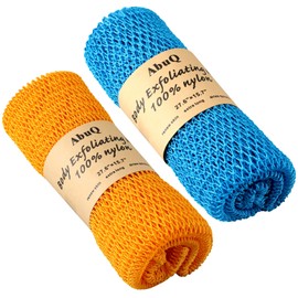 AbuQ 2 Pieces African net Sponge for exfoliating,African exfoliating net, African wash net, African Ghana Sapos scrubbing washcloth rag for Smoother Skin and Daily use,Blue-Blue