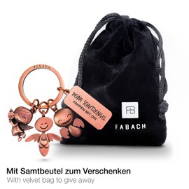 FABACH Guardian Angel Keyring 3 Angels with Engraving – Car Key Ring Angel for Drivers – Gift Lucky Charm Car Gifts Drive Carefully – Your Guardian Angel Drive with You, Antique rose gold., European