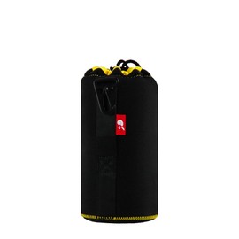 Hermitshell DSLR Camera Drawstring Lens Pouch Soft Bag Cover with Metal Clip size S M L XL for Sony Canon Nikon Pentax Olympus Panasonic Lens Colour: Black + Yellow Size: L