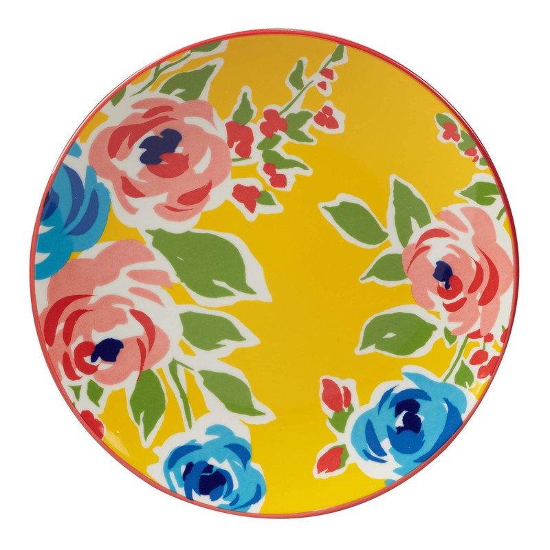 Damask Floral 8.5" Porcelain Salad & Dessert Plates, Set of