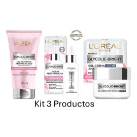 L'Oréal Glycolic Bright rutina anti-manchas: gel, sérum y crema día-noche