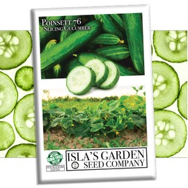Poinsett 76 Slicing Cucumber Seeds for Planting, 50+ Heirloom Seeds Per Packet, (Isla's Garden Seeds), Non GMO Seeds, Botanical Name: Cucumis sativus, Great Home Garden Gift