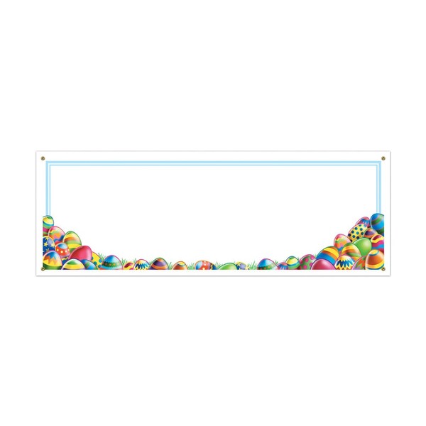 Beistle 40552 Easter Egg Hunt Sign Banner, 5' x 21", Multicolored