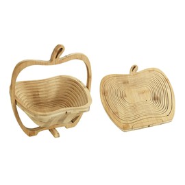 Wenko Maximex Foldable 2-in-1 Bamboo Fruit Basket, Antibacterial, Can be Used as Chopping Board and Coaster, 26.5 x 30 x 22.5 cm