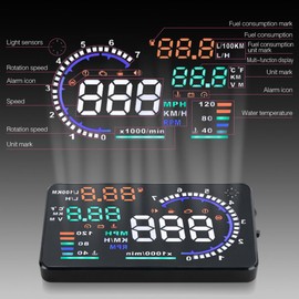 Top Auto Accessory HUD Head Up Display 5.5" OBD II 2 Speed RPM Warning System for All Land Rover Model 2003+