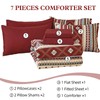 Dinjoy Red Boho Comforter Set Queen,7 Piece Bed in a