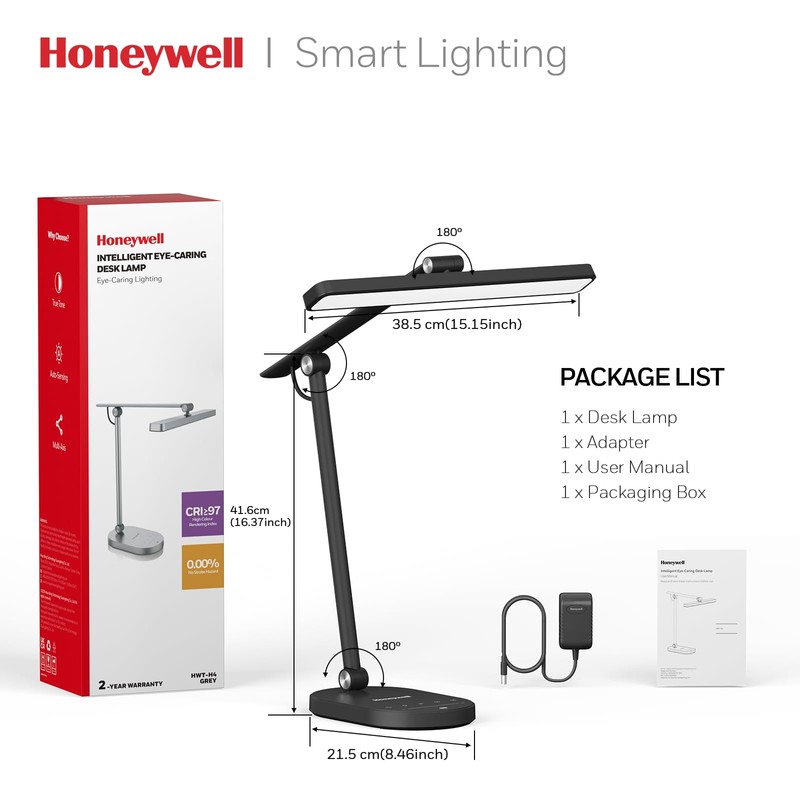 Honeywell Desk Lamp for Home Office, H4 Sunturalux™ Eye-Caring LED