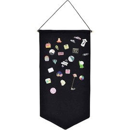 Pluzmecalm 1pcs Black Wall Hanging Brooch Jewelry Storage Case, Cotton Canvas Wall-Mounted Brooch Jewelry Display blank Banner Holder Earrings Necklace Pin Collection Organizer