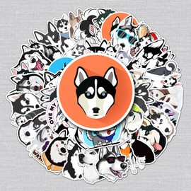 Husky Animal Sticker Set 50 Pieces Cute Decoration for Car Laptop Skateboard Bicycle Moped Motorcycle Bicycle Computer Suitable for Adults Children