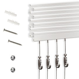 Picture Rail Hanging System – 8 Pack Picture Hanging Kit Including 8 Pcs 24" Picture Rails, 8 Pcs 2M Picture Haning Wire Hooks – Elegant Art Hanging System for Gallery, House, Decor