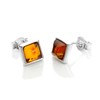 Sterling Silver & Baltic Amber Square Stud Earrings/Studs/Earring