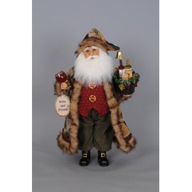 Karen Didion Christmas Basket of Cheer Santa Figurine - Collectible Holiday Tabletop, Centerpiece or Shelf Decoration