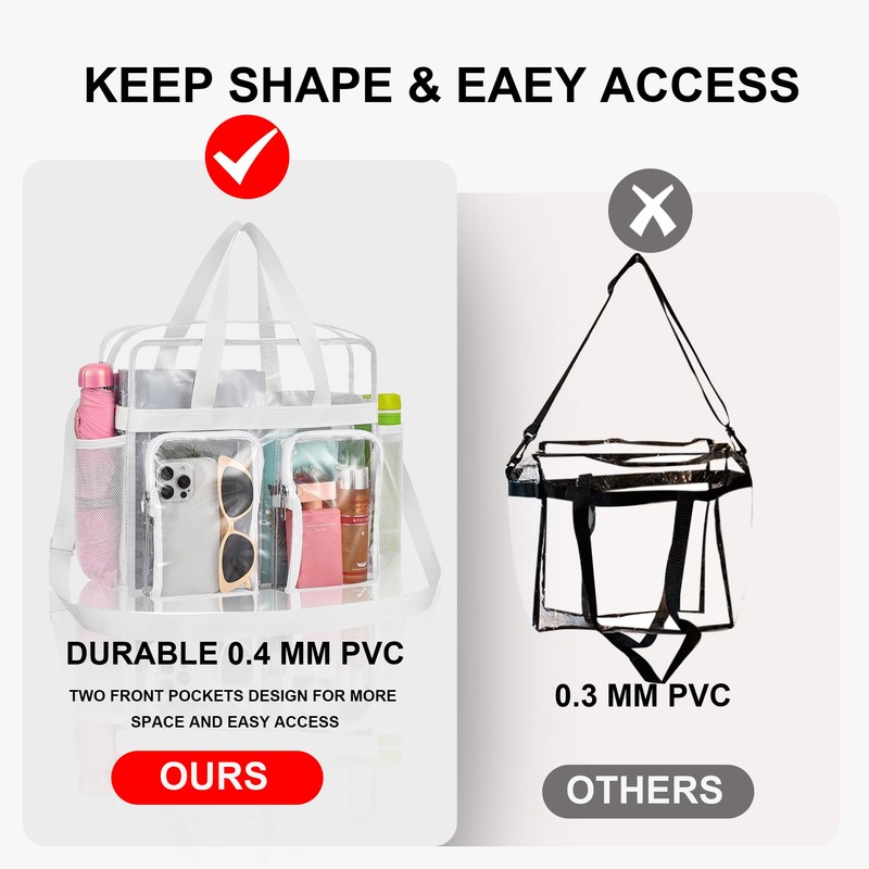 Clear Bag for Stadium Events 12x6x12 Clear Tote Bag for